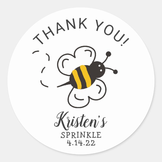 Honey Bee Baby Dusche danke Ihnen für Aufkleber (Vorderseite)