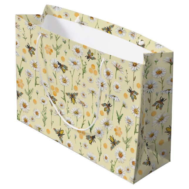 Honey Bee Baby Shooting Bag | Hummelmuster Große Geschenktüte (Rückseite Schrägansicht)