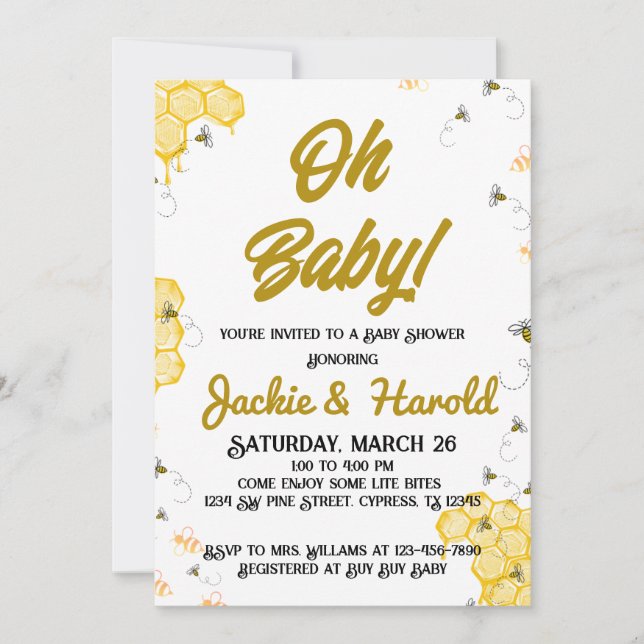Honey Bee Baby Shower 12x18 Einladung (Vorderseite)