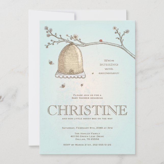 Honey Bee Baby Shower Einladung (Vorderseite)