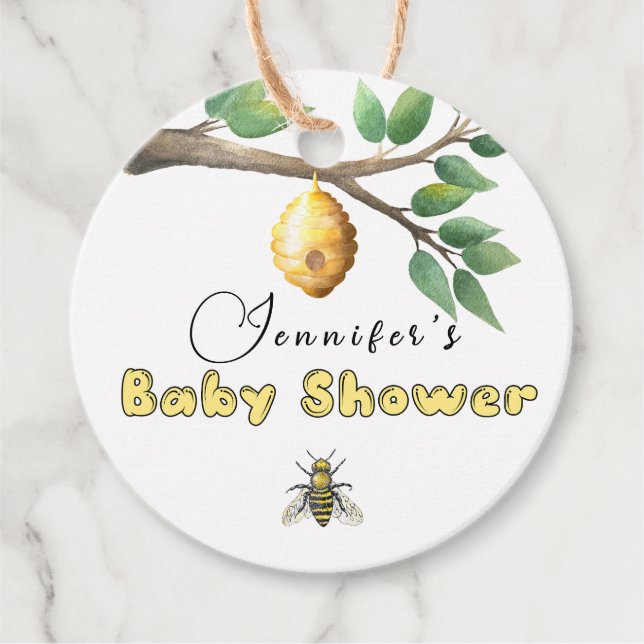 Honey Bee Baby Shower Geschenkanhänger (Vorderseite)