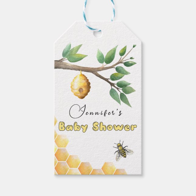 Honey Bee Baby Shower Geschenkanhänger (Vorderseite)