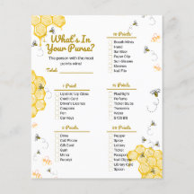 Honey Bee Baby Shower Was ist in eurem Purse Game?