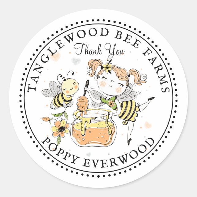 Honey Bee Beekeeper Honey Products Thank You Runder Aufkleber (Vorderseite)