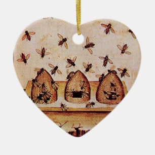 HONEY BEE, BEEKEPER Herz Keramik Ornament