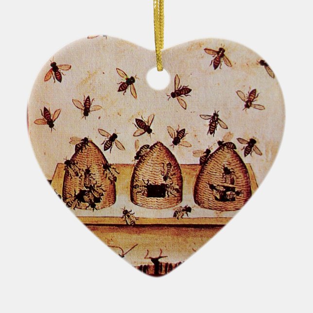 HONEY BEE, BEEKEPER Herz Keramik Ornament (Vorne)