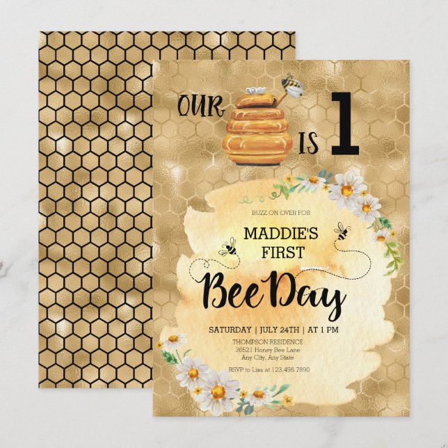 Honey Bee Birthday Party Einladung (Vorne/Hinten)