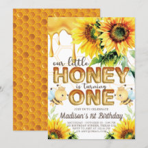 Honey Bee Birthday Sonnenblume Erster Geburtstag