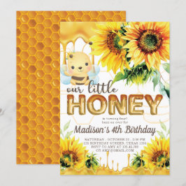 Honey Bee Birthday Sunflower Niedlich Einladung