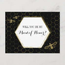 Honey Bee Black Gold Custom Trauzeugin Vorschlag Einladungspostkarte