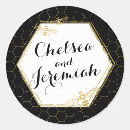 Honey Bee Black Gold Individuelle Name Sticker Wed