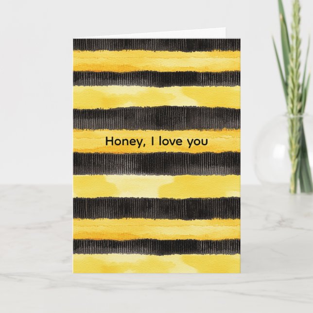 Honey Bee Black Gold Yellow Christmas Karte (Vorderseite)