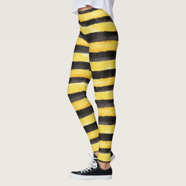 Honey Bee Black Gold Yellow Christmas Leggings (Links)