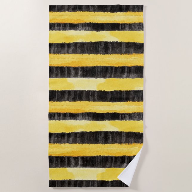 Honey Bee Black Gold Yellow Christmas Strandtuch (Vorderseite)