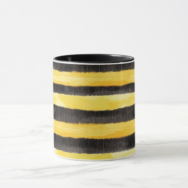 Honey Bee Black Gold Yellow Christmas Tasse (Zentrum)