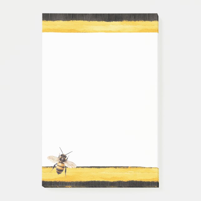 Honey Bee Black Gold Yellow Post-it Klebezettel (Vorderseite)