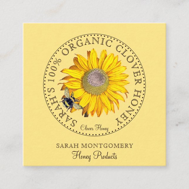 Honey Bee Blume Honey Products Quadratische Visitenkarte (Vorderseite)