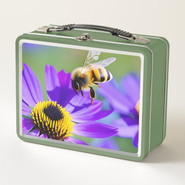 Honey Bee & Blume Metall Brotdose (Vorderseite)