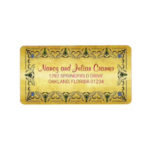 Honey Bee Border Imitate Gold Leaf Adresse Adressaufkleber