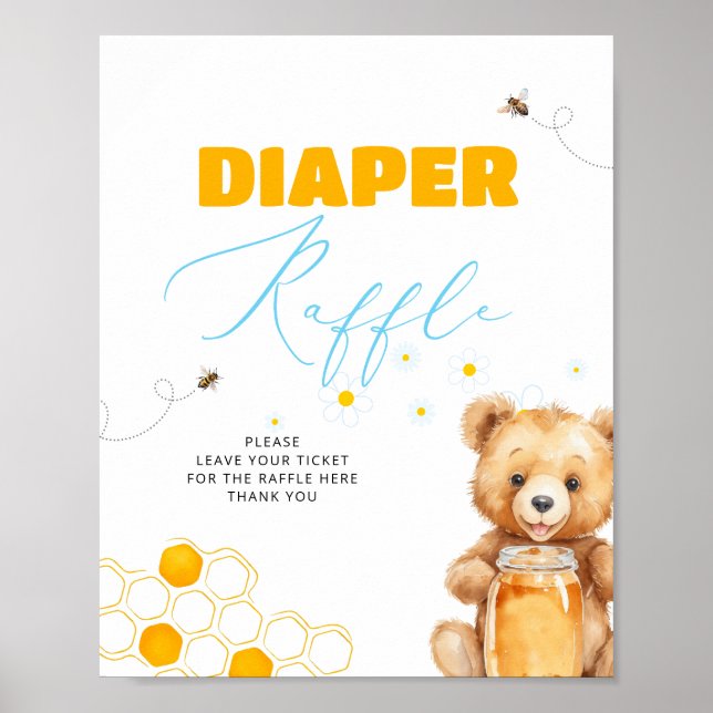Honey Bee Boy Girl Baby Dusche Windelwanne Poster (Vorne)