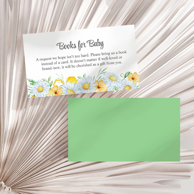 Honey Bee Chamomile Baby Shower Books for Baby Begleitkarte (Honey Bee Chamomile Baby Shower Books for Baby Enclosure Card on a white dry palm leaf.)