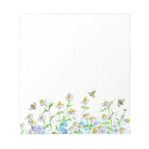 Honey Bee Chamomile Blume Aquarellkraut Notizblock