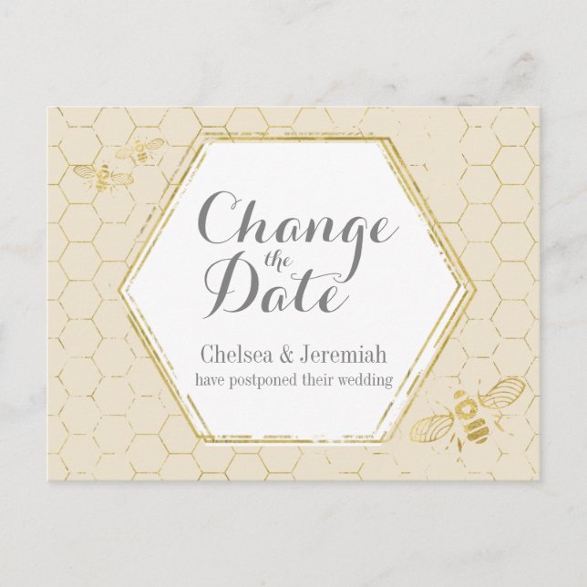 Honey Bee Cream Gold Changer la date Carte postale (Devant)