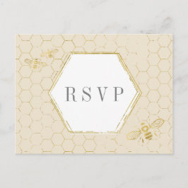 Honey Bee Cream Gold Muster Custom RSVP Card Einladungspostkarte