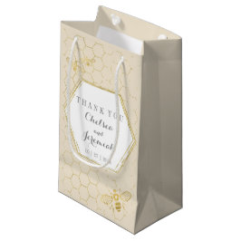 Honey Bee Cream Gold Pattern Individuelle Name Kleine Geschenktüte