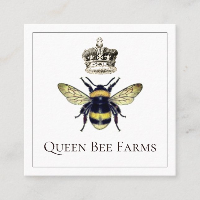 Honey Bee Crown Beekeeping Farm Quadratische Visitenkarte (Vorderseite)