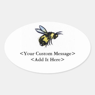 Honey Bee Custom Insect Art Oval Bug Stickers