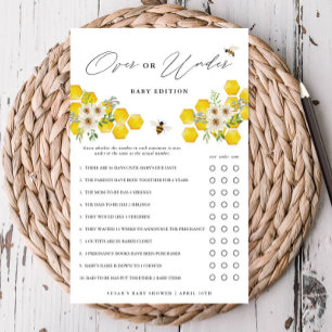 Honey Bee & Daisy Over under Baby Paper Game Card Flyer