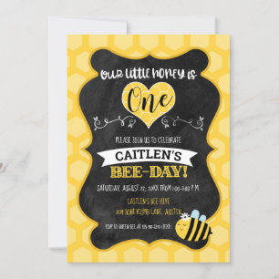 Honey Bee Day First Birthday Chalkboard Bumblebee Einladung