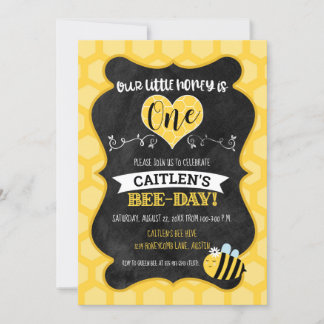 Honey Bee Day First Birthday Chalkboard Bumblebee Einladung