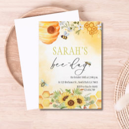 Honey Bee Day Theme Anniversaire Invitation