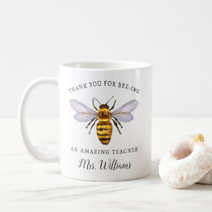 Honey Bee Enseignant Appréciation Nom Mug Don