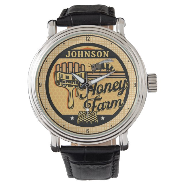 Honey Bee Farm Personalisiert NAME Sweet Beehive Armbanduhr (Vorderseite)