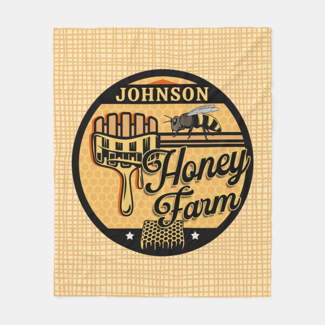 Honey Bee Farm Personalisiert NAME Sweet Beehive Fleecedecke (Vorderseite)