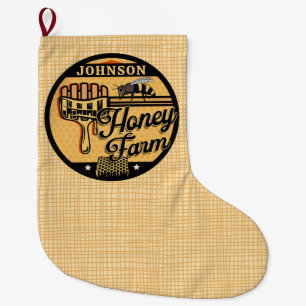 Honey Bee Farm Personalisiert NAME Sweet Beehive Großer Weihnachtsstrumpf