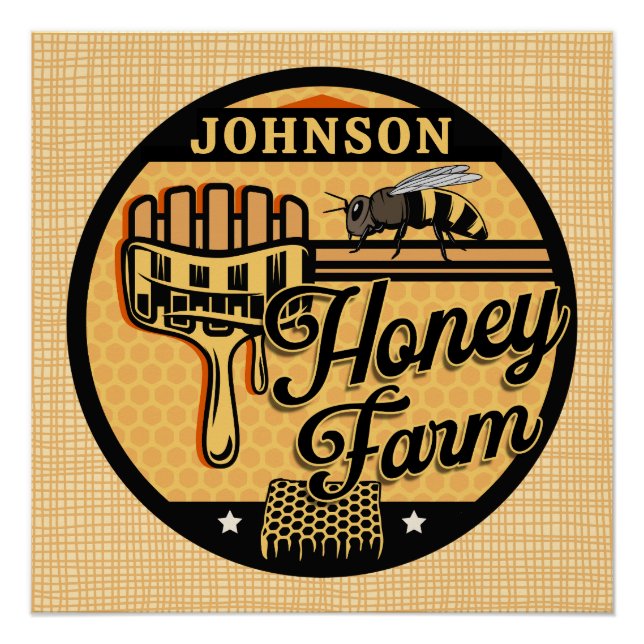Honey Bee Farm Personalisiert NAME Sweet Beehive Poster (Vorderseite)
