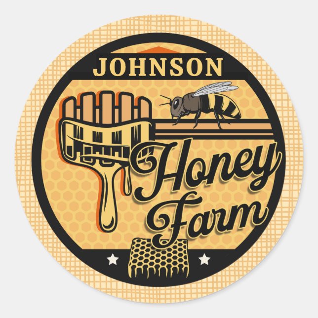 Honey Bee Farm Personalisiert NAME Sweet Beehive Runder Aufkleber (Vorderseite)