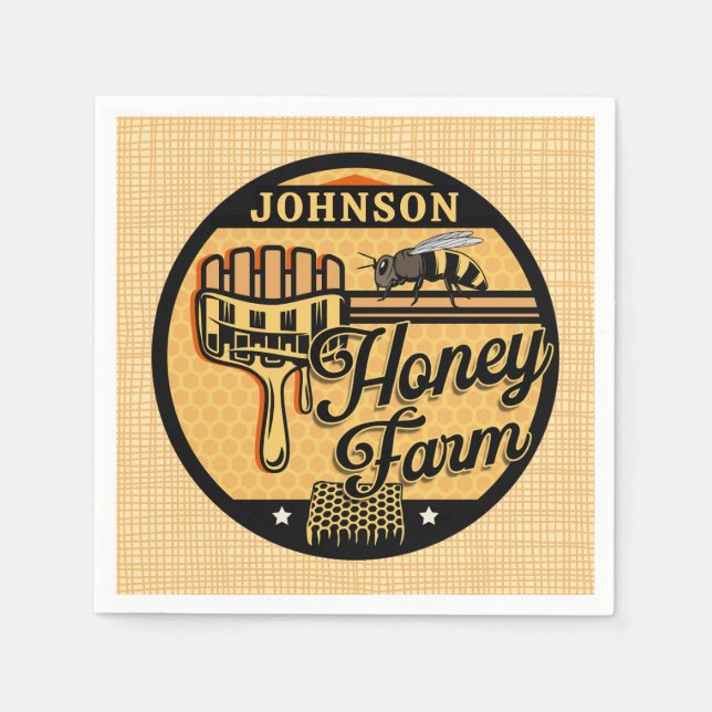 Honey Bee Farm Personalisiert NAME Sweet Beehive Serviette (Vorderseite)