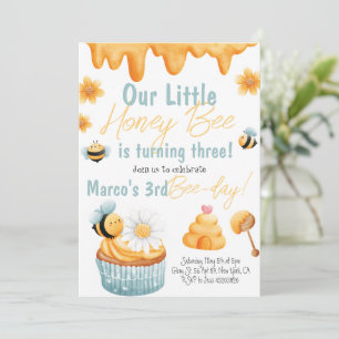 Honey Bee First Bee day Boy Birthday Invitation
