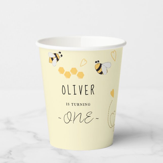 Honey Bee First Bee day Gender Neutral Pappbecher (Links)