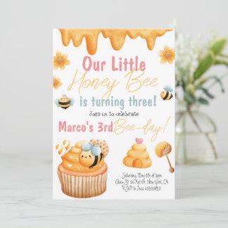 Honey Bee First Bee Day Girl Birthday Einladung