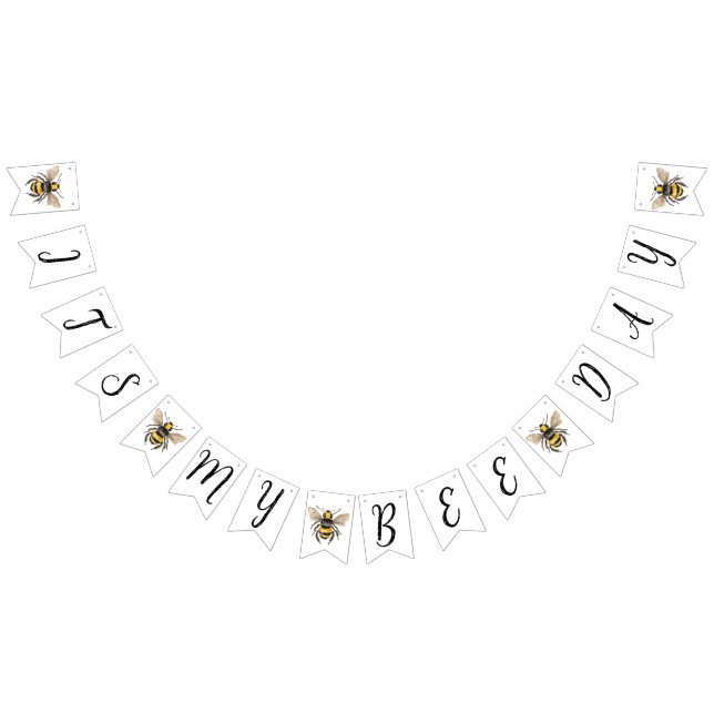 Honey Bee First Birthday Bunting Flags Wimpelkette (Alle)