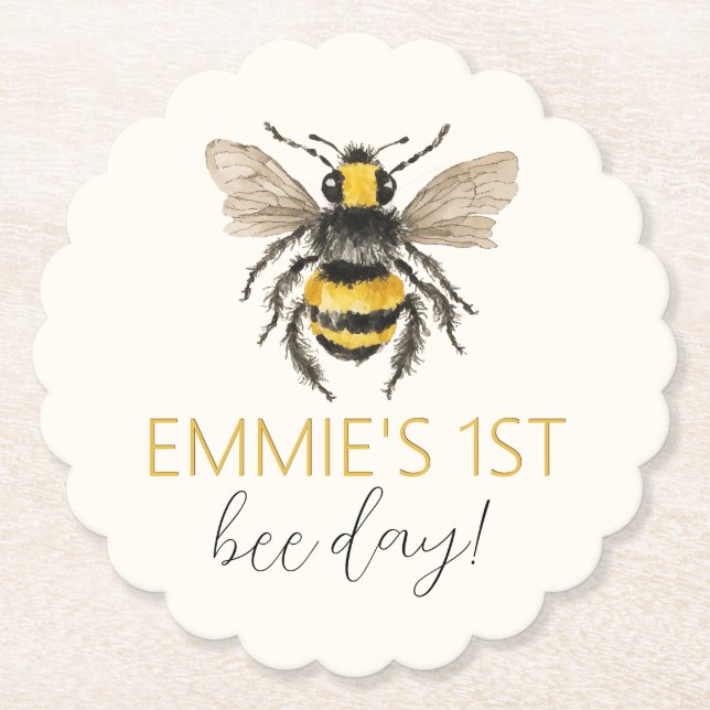 Honey Bee First Birthday Untersetzer (Vorderseite)
