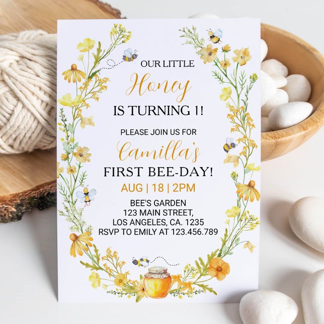 Honey Bee Floral Invitation Anniversaire Bumble Be (Créateur téléchargé)
