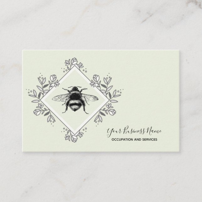 Honey Bee Floral Logo Visitenkarte (Vorderseite)