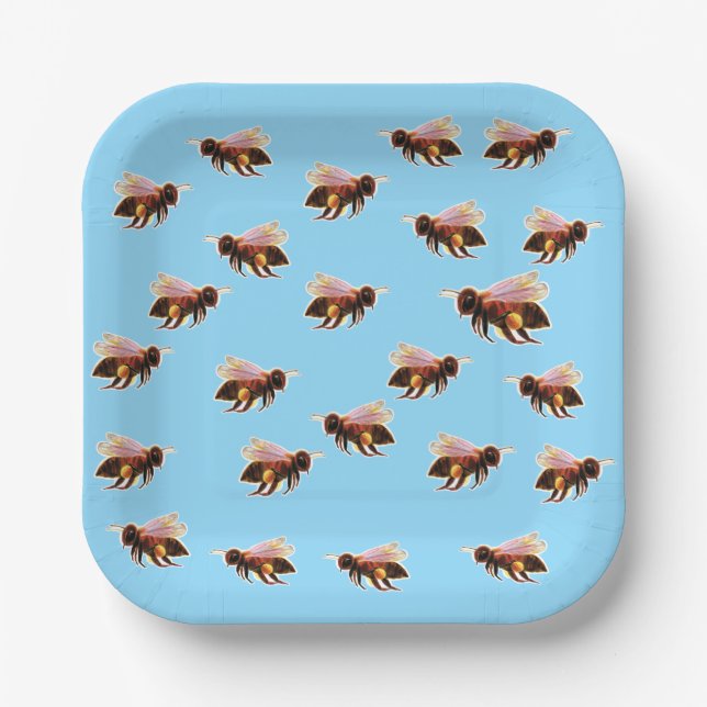 Honey Bee Flying Pappteller (Vorderseite)